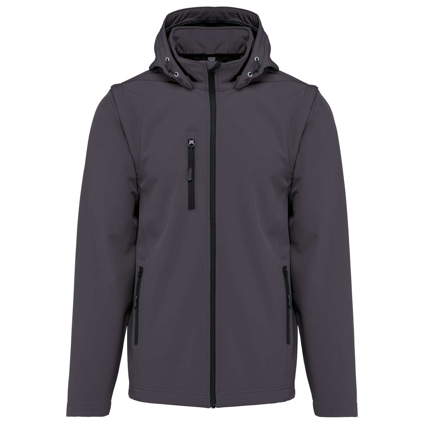 CHAQUETAS SOFTSHELL 3 CAPAS CON CAPUCHA Y MANGAS EXTRAÍBLES UNISEX - K422