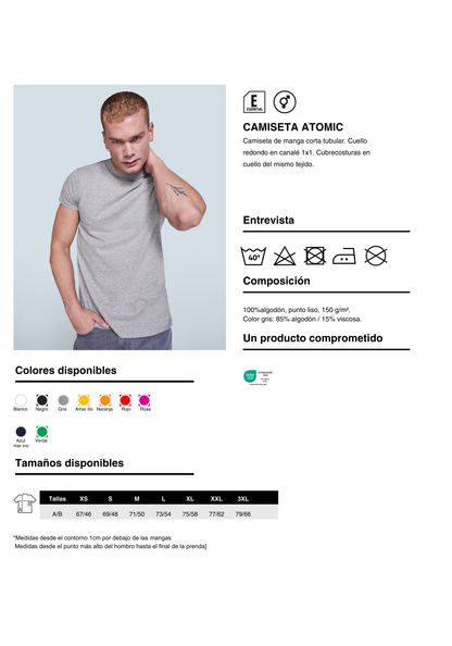 Camiseta Basica Barata Atomic - 100% algodón, punto liso, 150 g/m²