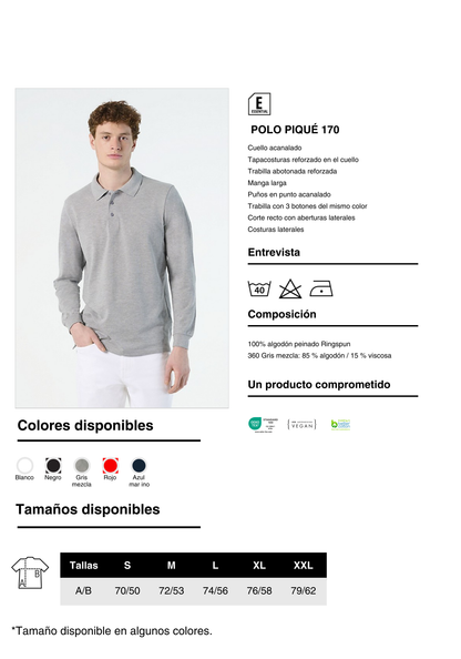 Polo Manga Larga Basico 170 gr/m² - Personalizado