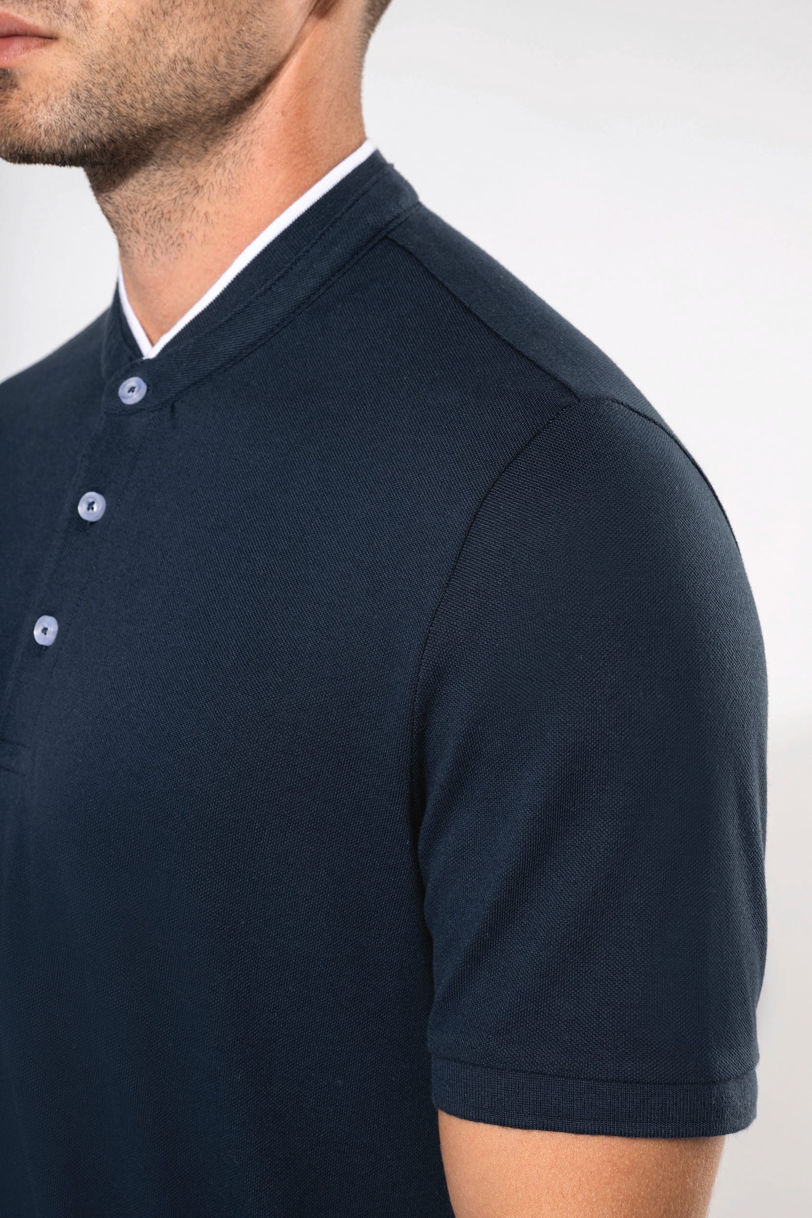 Polo con cuello mao manga corta hombre