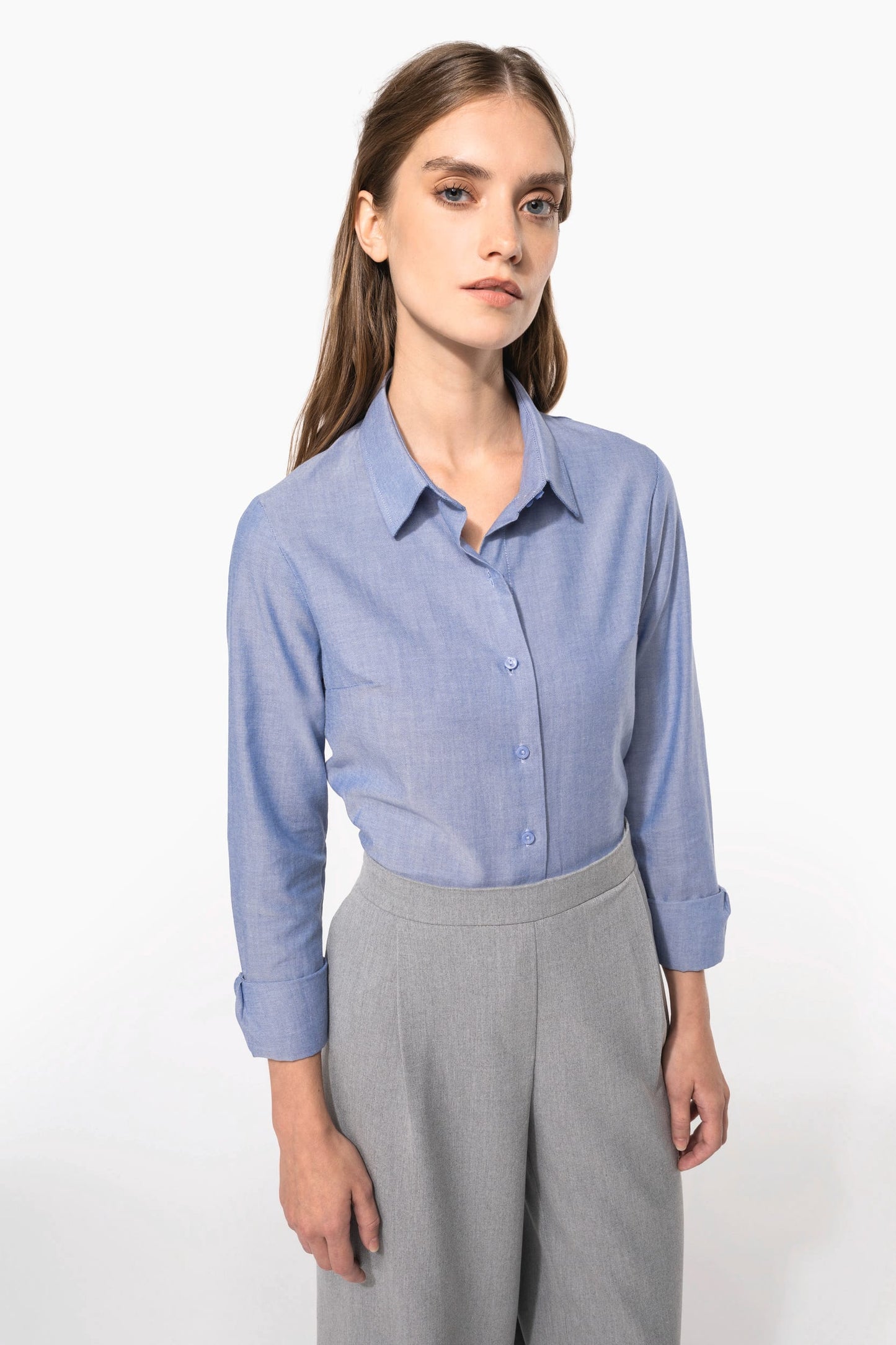 CAMISA OXFORD MANGA LARGA MUJER - K534