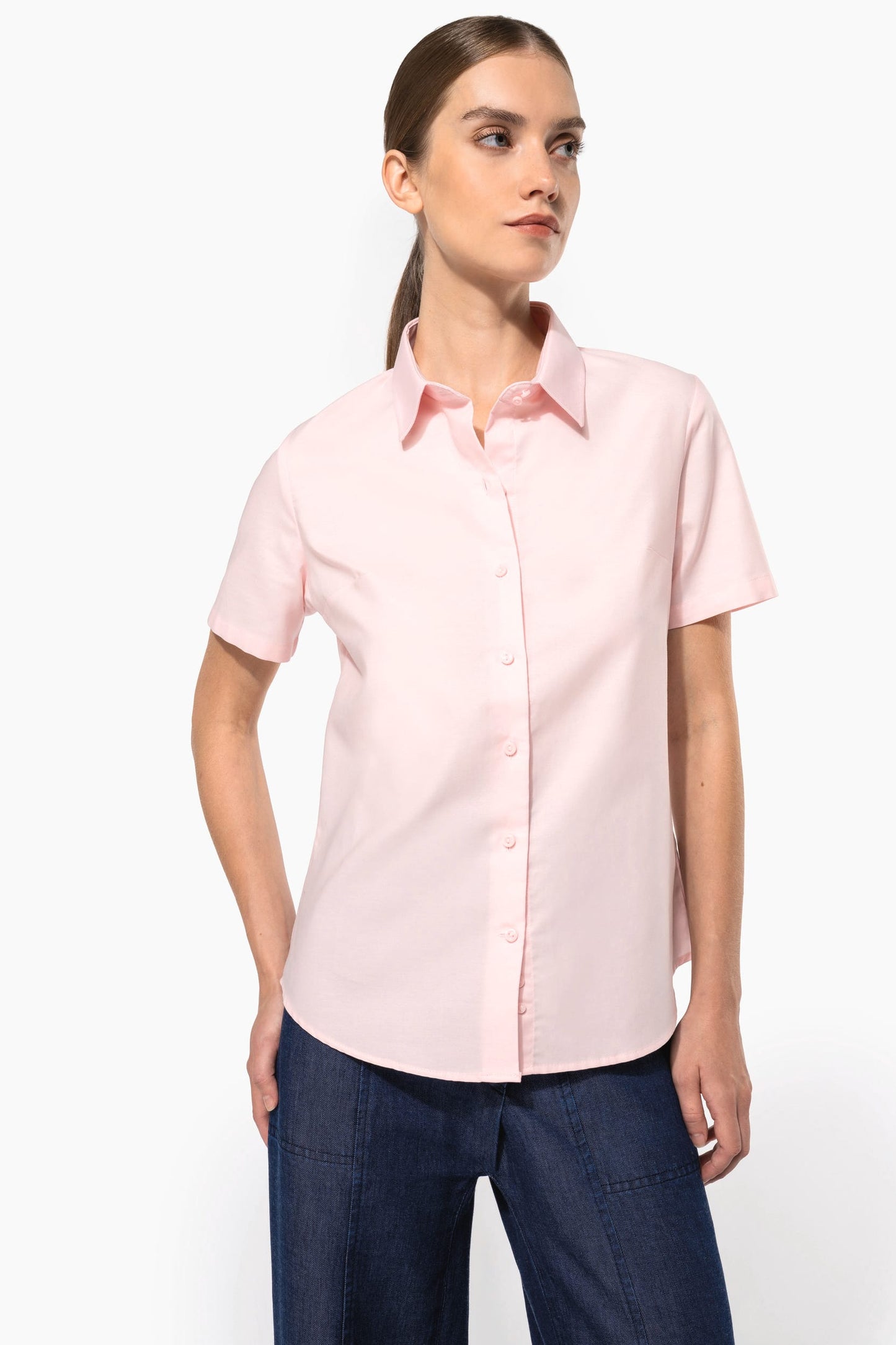 CAMISA OXFORD MANGA CORTA MUJER - K536