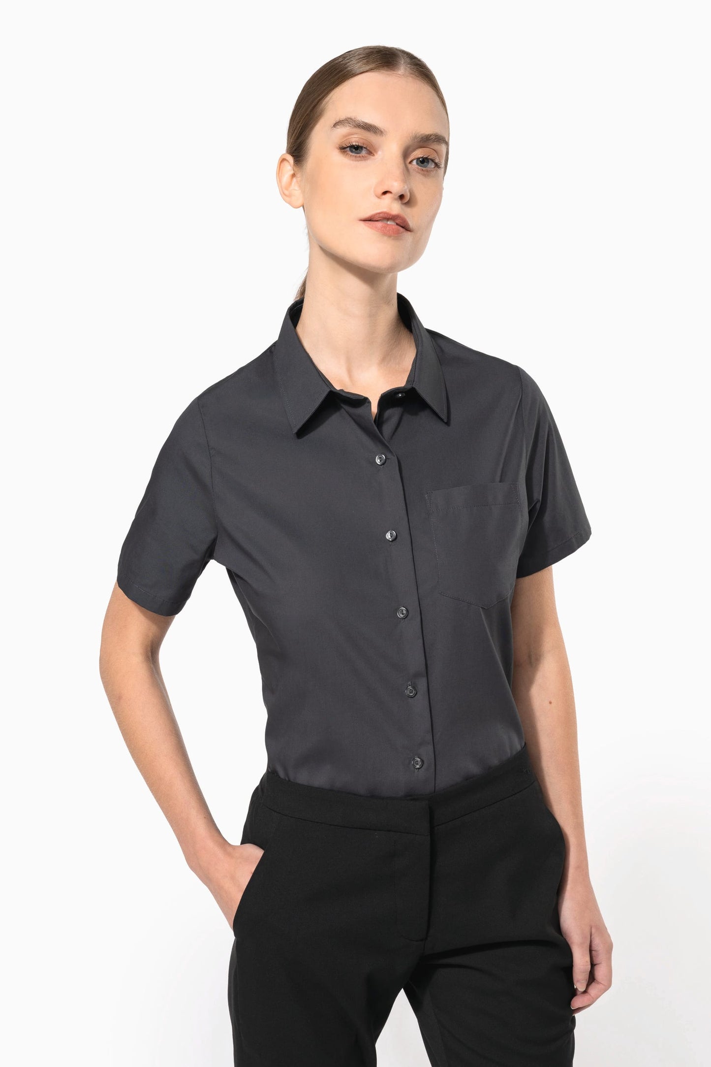 CAMISA POPELINA MANGA CORTA MUJER -K544