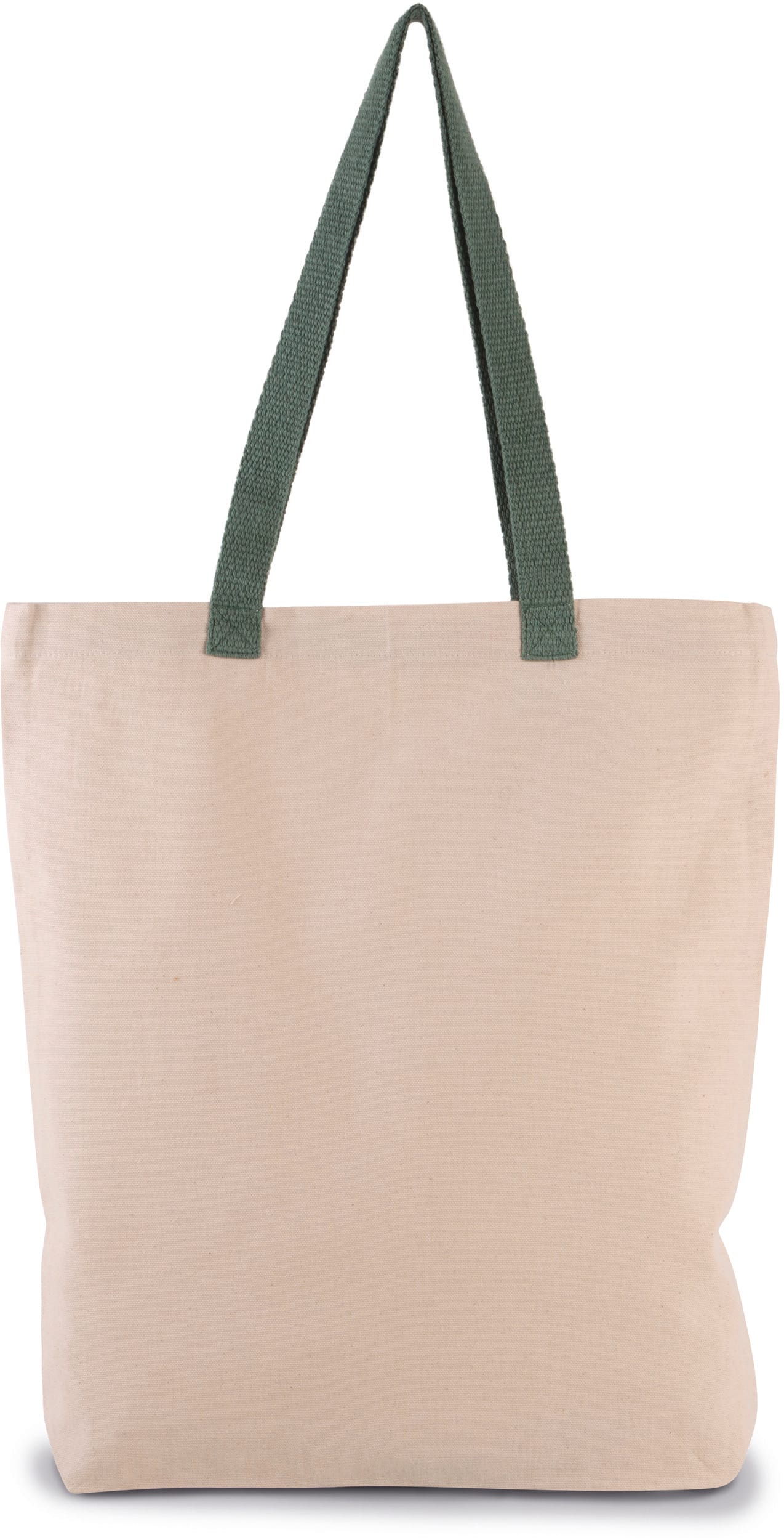 Bolsa shopper tejido canvas con fuelle y asas contrastadas