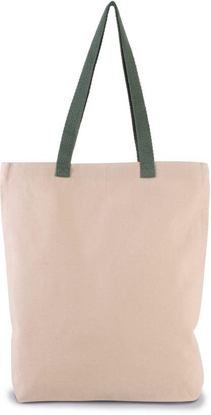 Bolsa shopper tejido canvas con fuelle y asas contrastadas