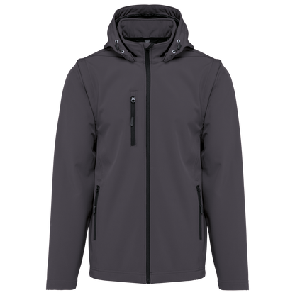 CHAQUETAS SOFTSHELL 3 CAPAS CON CAPUCHA Y MANGAS EXTRAÍBLES UNISEX - K422