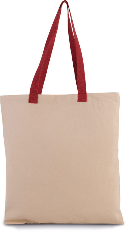 Bolsa shopper tejido canvas plana con asas contrastadas