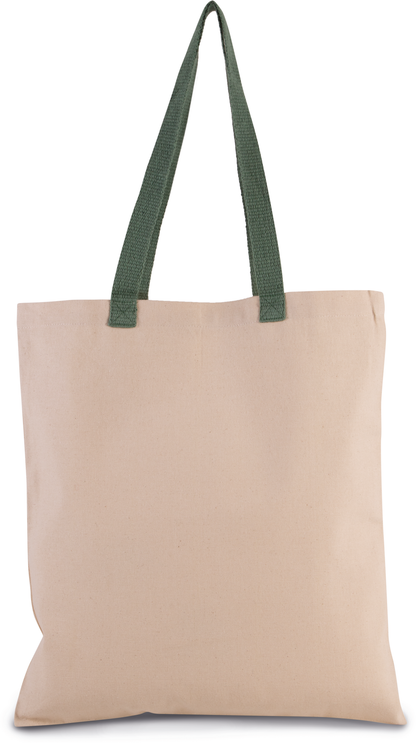Bolsa shopper tejido canvas plana con asas contrastadas