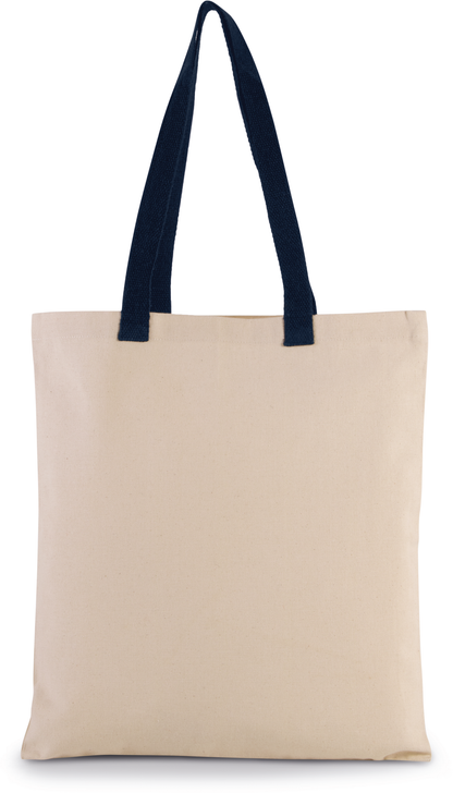 Bolsa shopper tejido canvas plana con asas contrastadas
