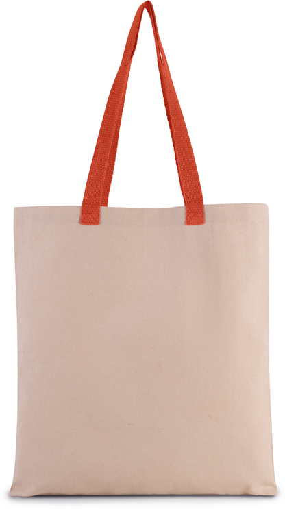 Bolsa shopper tejido canvas plana con asas contrastadas