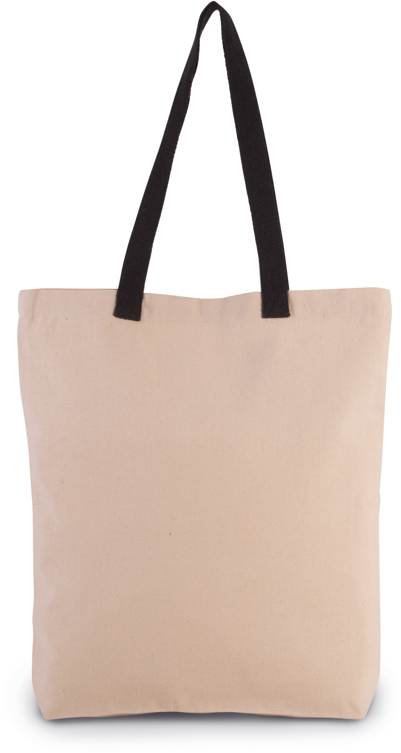 Bolsa shopper tejido canvas con fuelle y asas contrastadas