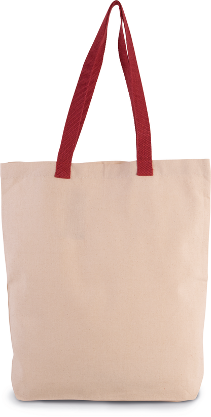 Bolsa shopper tejido canvas con fuelle y asas contrastadas
