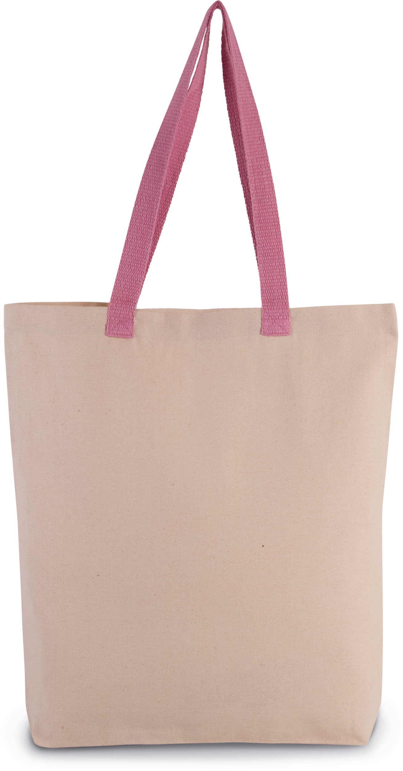 Bolsa shopper tejido canvas con fuelle y asas contrastadas