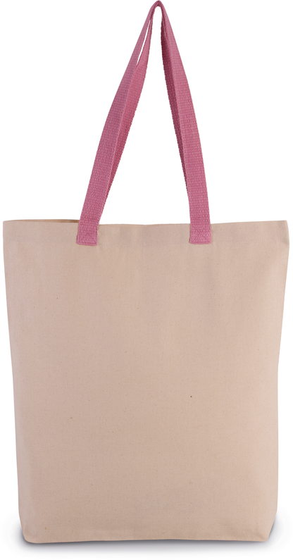Bolsa shopper tejido canvas con fuelle y asas contrastadas