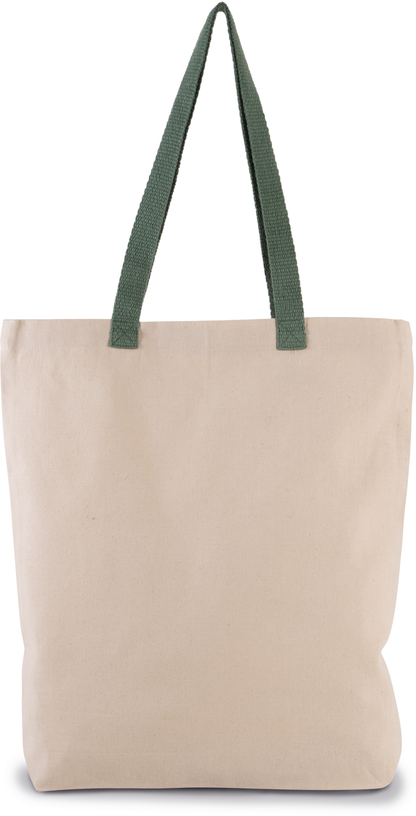 Bolsa shopper tejido canvas con fuelle y asas contrastadas