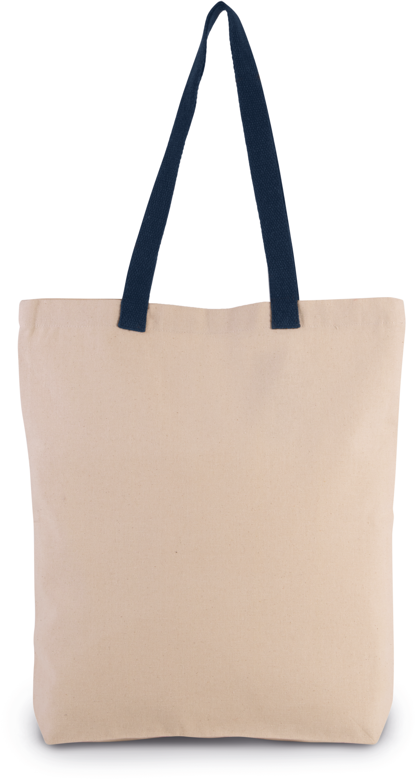 Bolsa shopper tejido canvas con fuelle y asas contrastadas