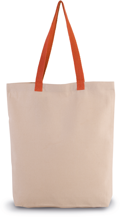 Bolsa shopper tejido canvas con fuelle y asas contrastadas