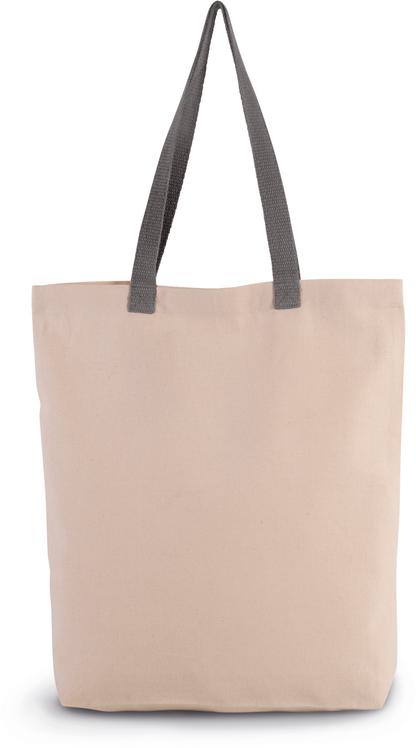 Bolsa shopper tejido canvas con fuelle y asas contrastadas
