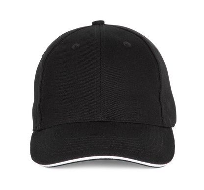 Gorra béisbol con sándwich - 6 paneles - Black / White