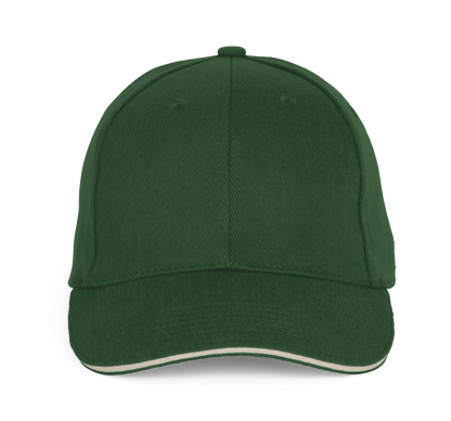 Gorra béisbol con sándwich - 6 paneles - Forest Green / Beige