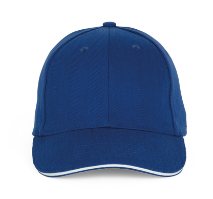 Gorra béisbol con sándwich - 6 paneles - Royal Blue / White