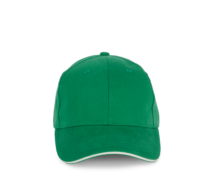 Gorra algodón orgánico con sándwich contrastado - 6 paneles - Green Field / Ivory