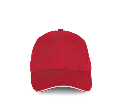 Gorra algodón orgánico con sándwich contrastado - 6 paneles - Hibiscus Red / Ivory