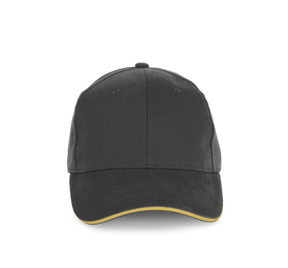 Gorra algodón orgánico con sándwich contrastado - 6 paneles - Iron Grey / Pineapple