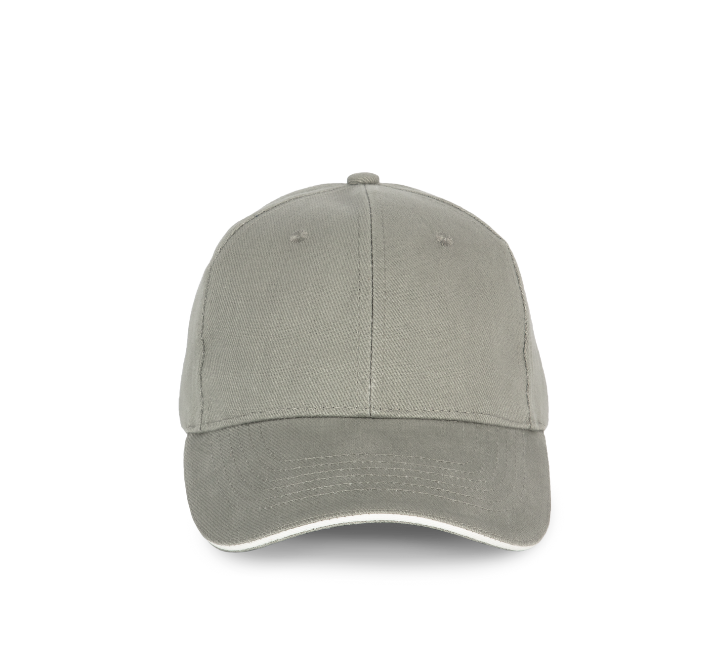 Gorra algodón orgánico con sándwich contrastado - 6 paneles - Metal Grey / White