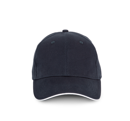 Gorra algodón orgánico con sándwich contrastado - 6 paneles - Navy / White