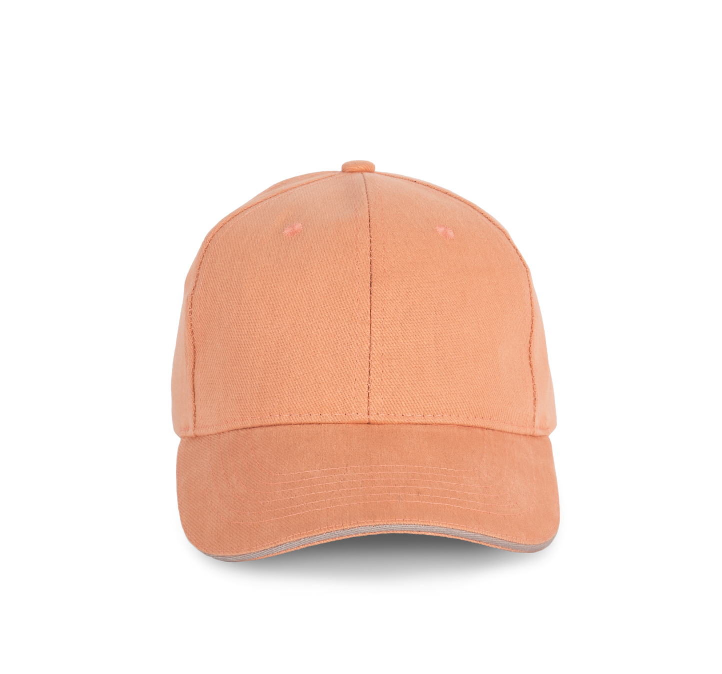 Gorra algodón orgánico con sándwich contrastado - 6 paneles - Peach / Metal Grey