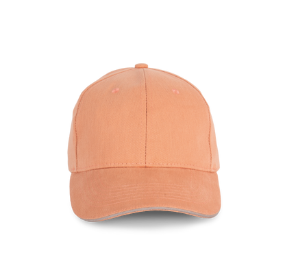 Gorra algodón orgánico con sándwich contrastado - 6 paneles - Peach / Metal Grey