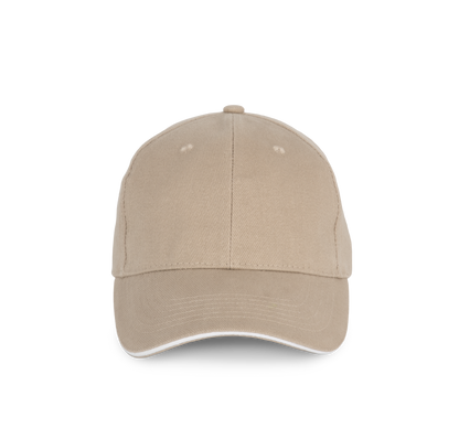 Gorra algodón orgánico con sándwich contrastado - 6 paneles - Wet Sand / White