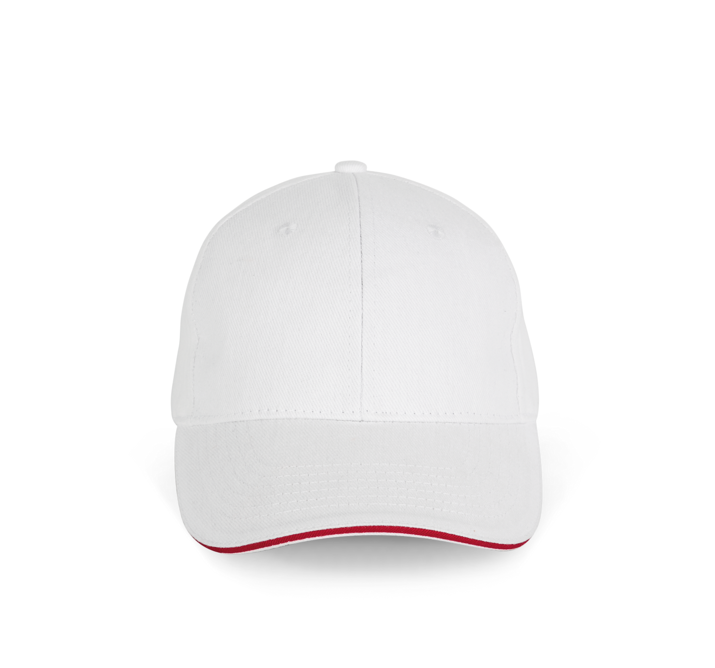 Gorra algodón orgánico con sándwich contrastado - 6 paneles - White / Hibiscus Red