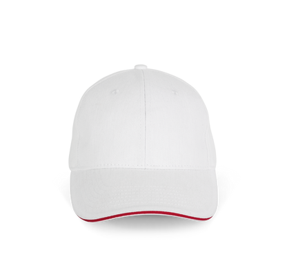 Gorra algodón orgánico con sándwich contrastado - 6 paneles - White / Hibiscus Red