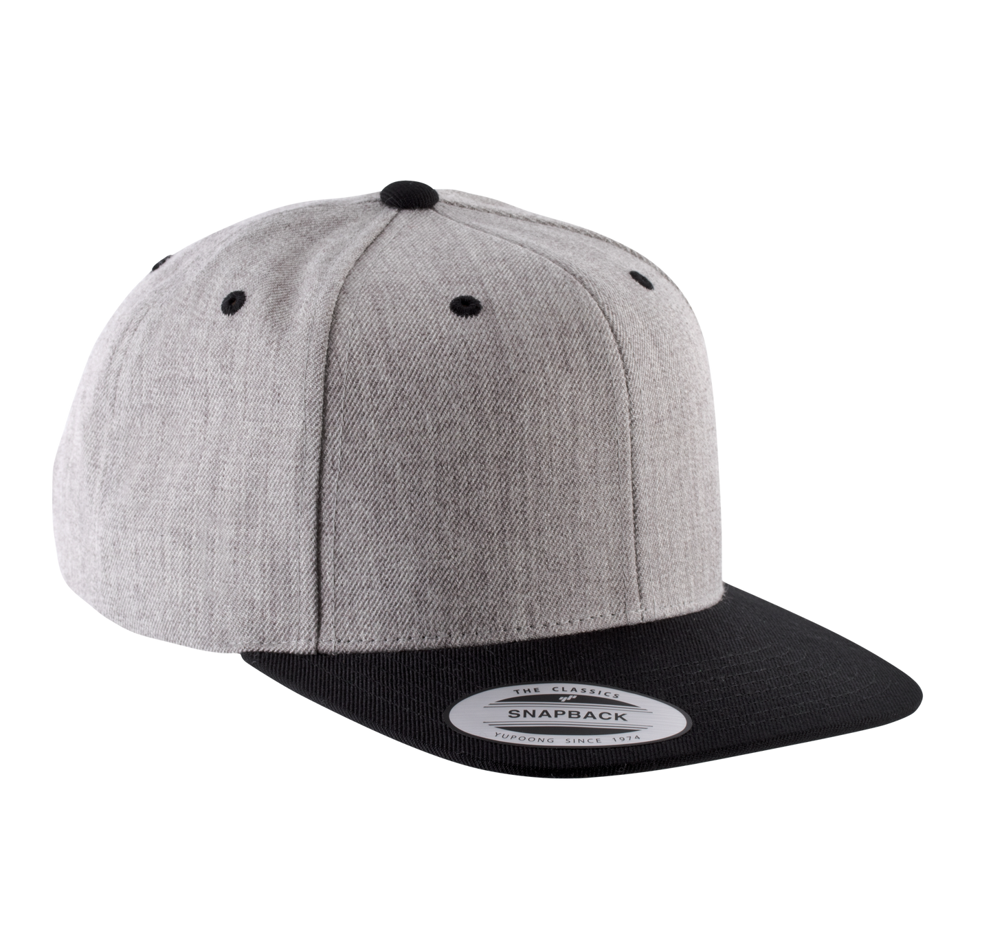 Gorra visera plana - 6 paneles - Heather Grey / Black