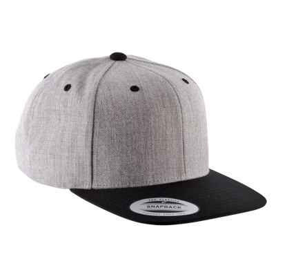 Gorra visera plana - 6 paneles - Heather Grey / Black