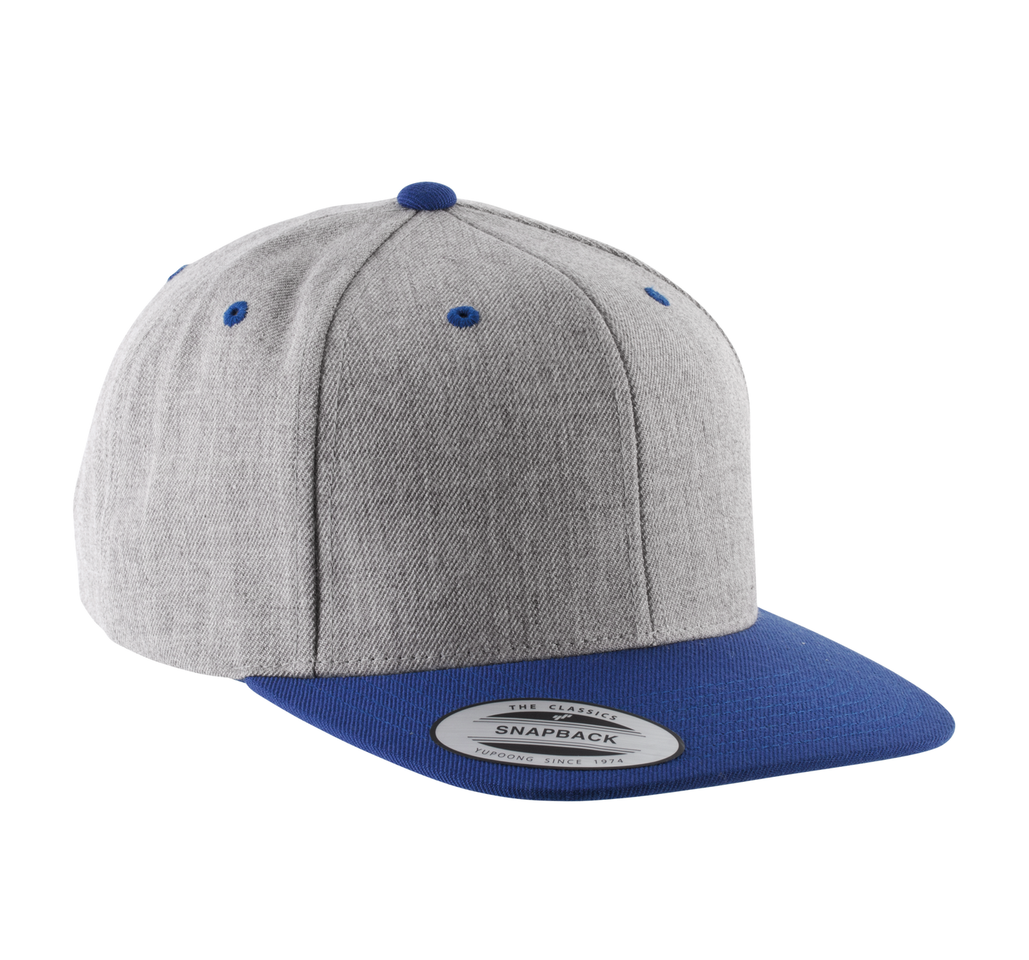 Gorra visera plana - 6 paneles - Heather Grey / Royal Blue