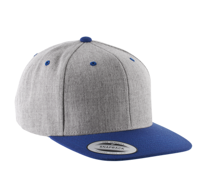 Gorra visera plana - 6 paneles - Heather Grey / Royal Blue
