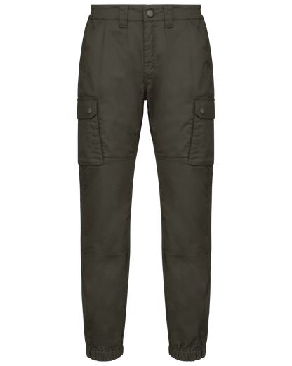Pantalón tipo cargo unisex con bajo elástico