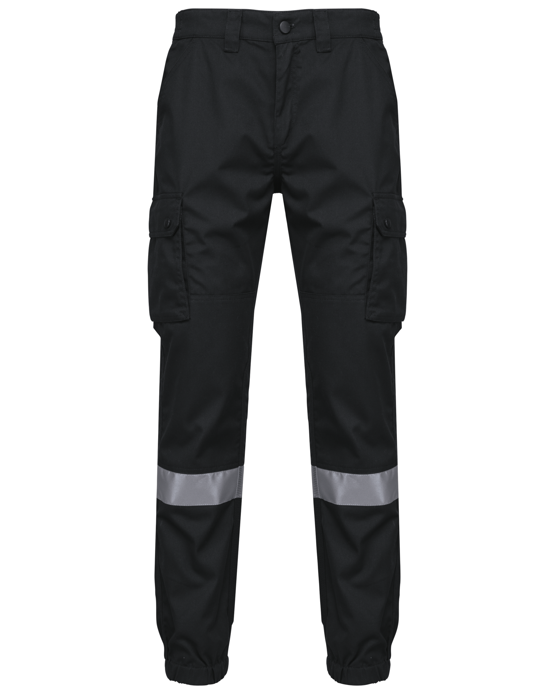 Pantalón cargo unisex con bajo elástico y tira reflectante