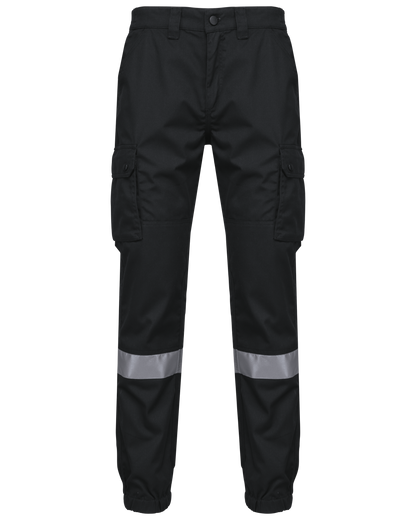 Pantalón cargo unisex con bajo elástico y tira reflectante
