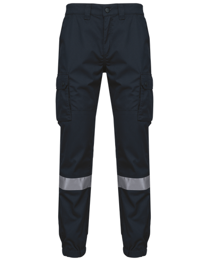 Pantalón cargo unisex con bajo elástico y tira reflectante