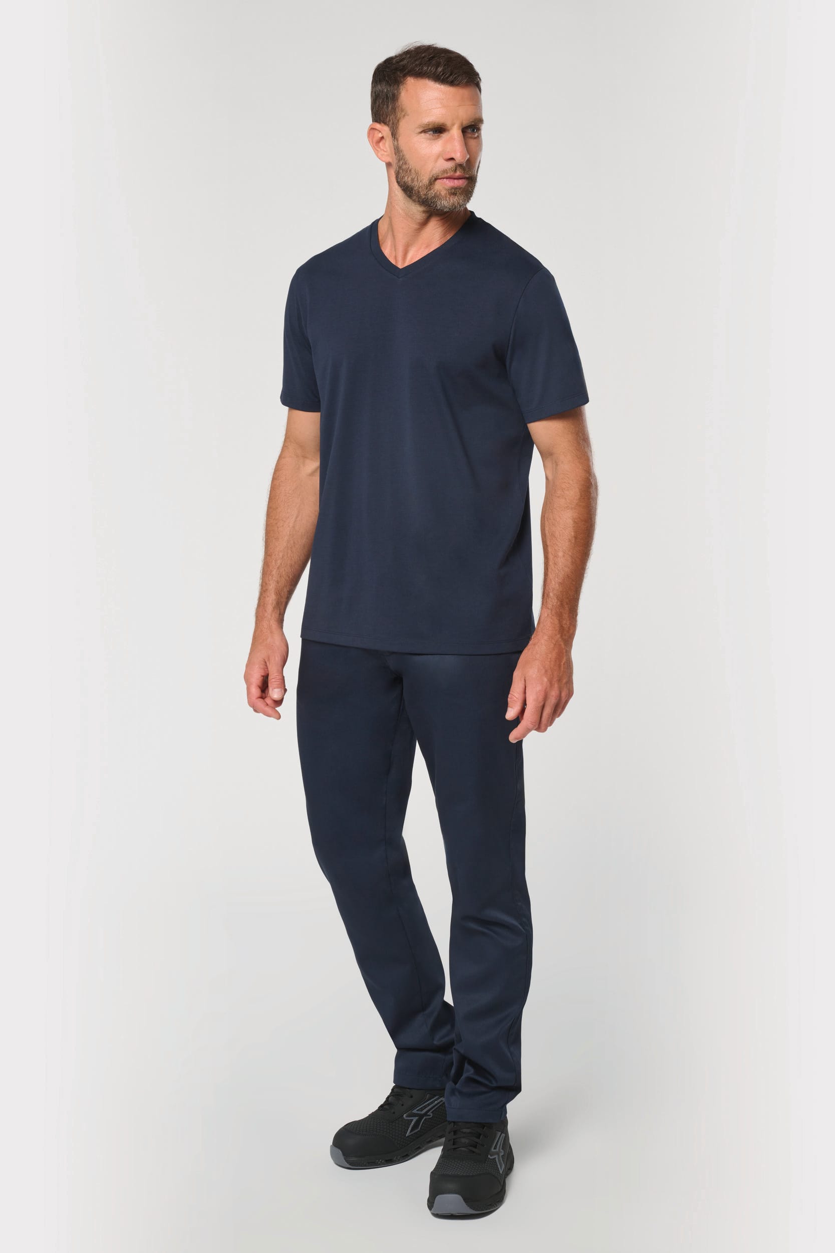 Camiseta ecorresponsable antibacteriana cuello de pico hombre