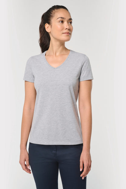 Camiseta ecorresponsable antibacteriana cuello de pico mujer