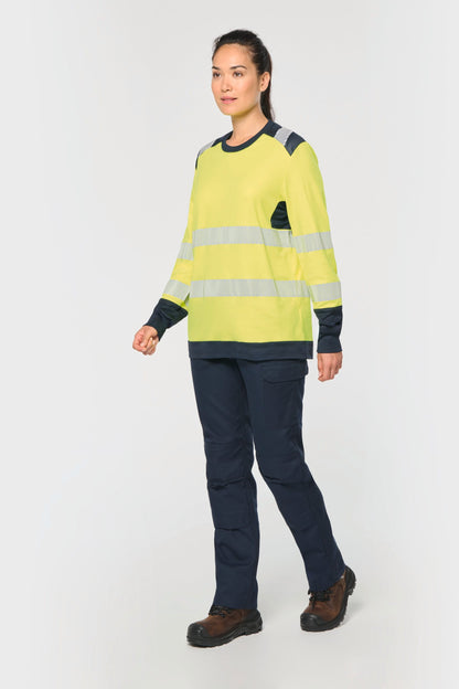 Camiseta de seguridad reciclada cuello redondo manga larga unisex