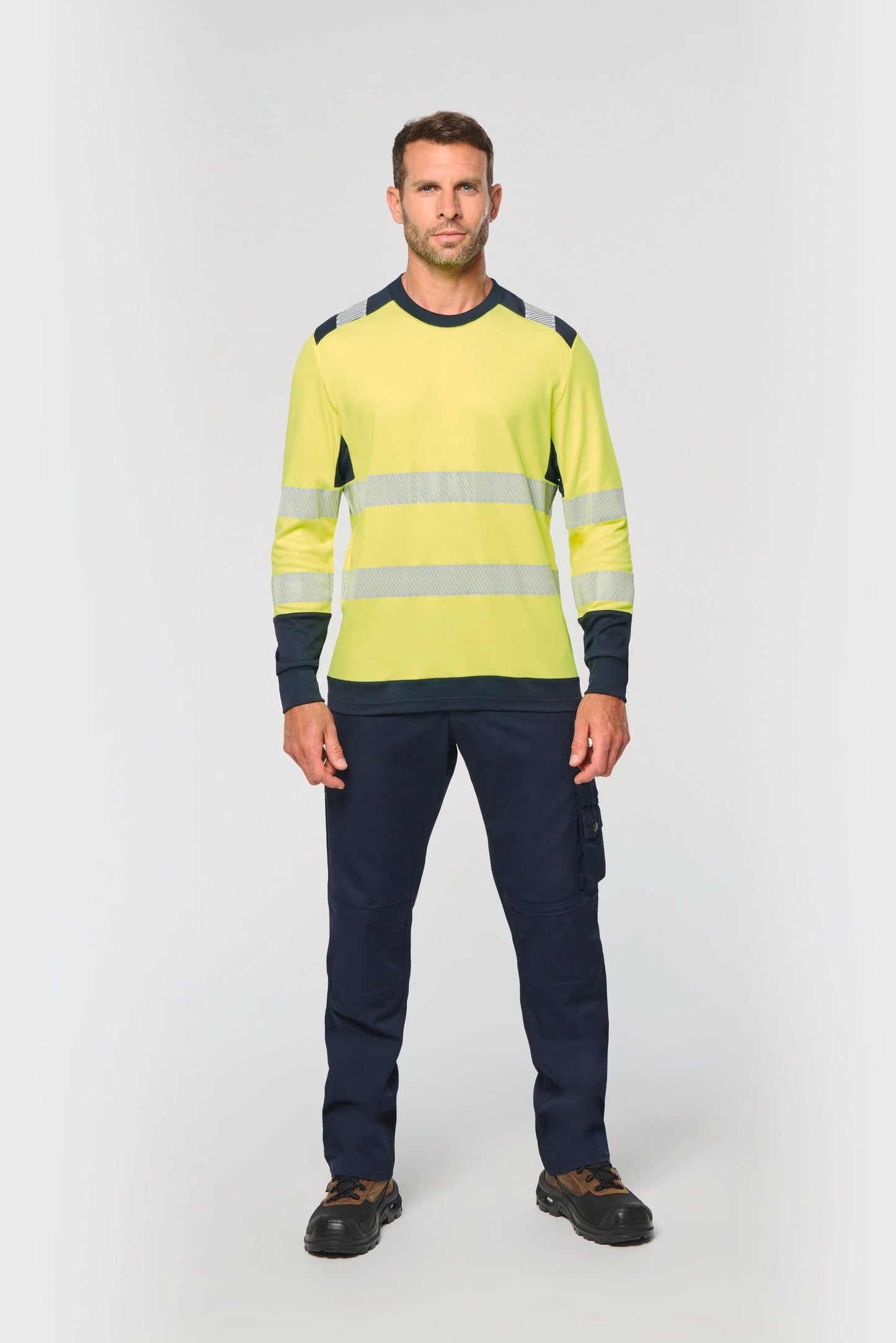 Camiseta de seguridad reciclada cuello redondo manga larga unisex