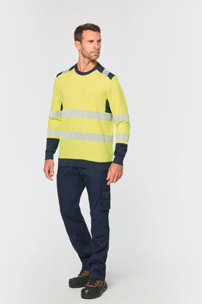 Camiseta de seguridad reciclada cuello redondo manga larga unisex