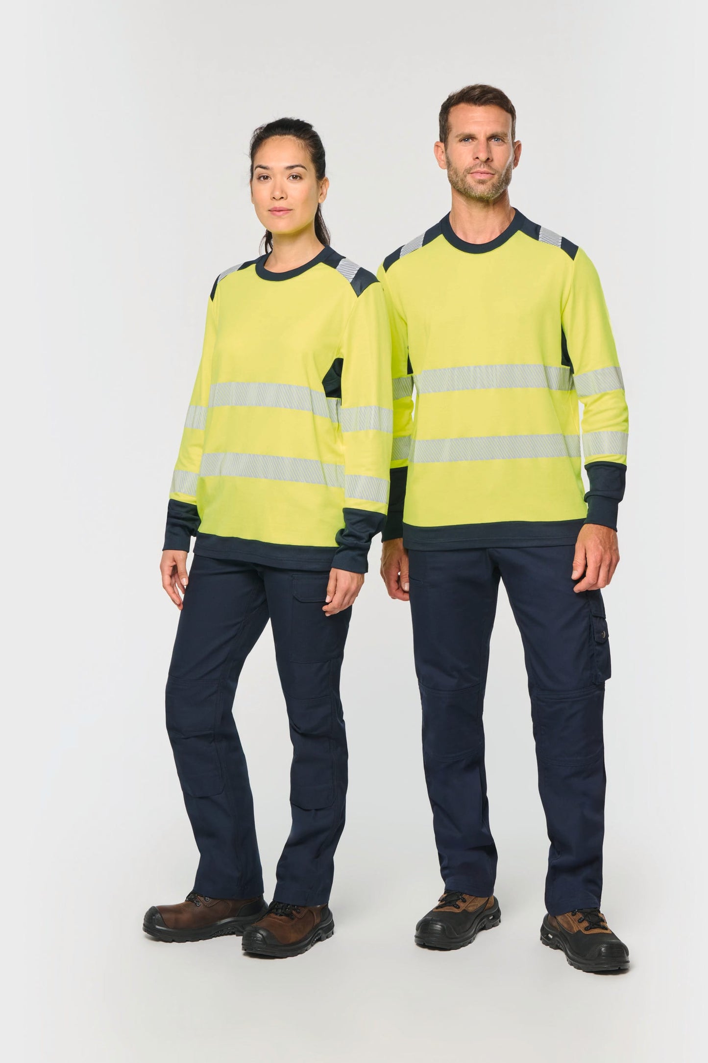 Camiseta de seguridad reciclada cuello redondo manga larga unisex