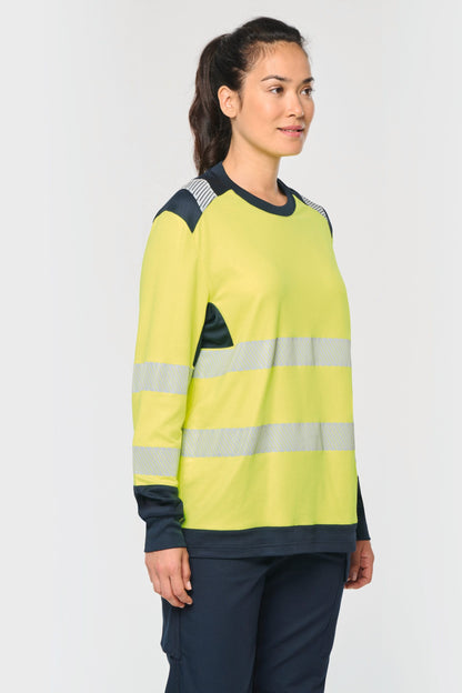 Camiseta de seguridad reciclada cuello redondo manga larga unisex